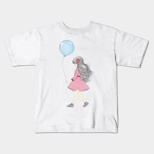 Girl with balloon Kids T-Shirt